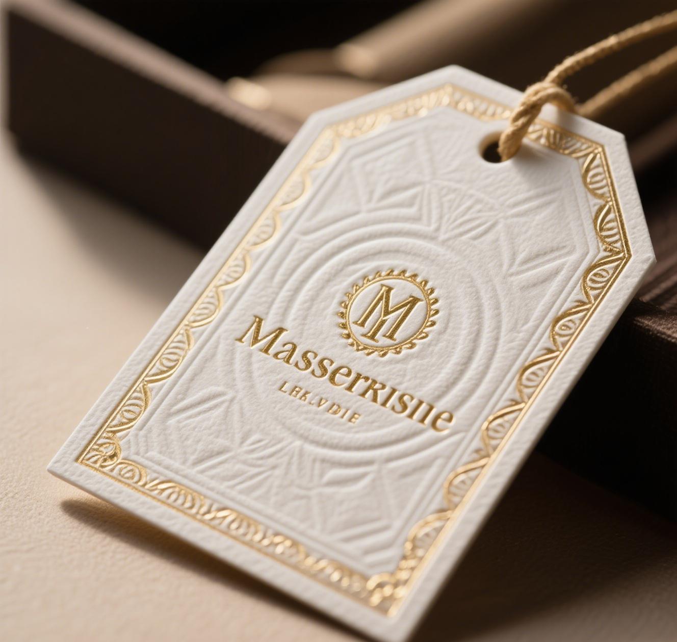 Luxury product hang tags with embossing and foil